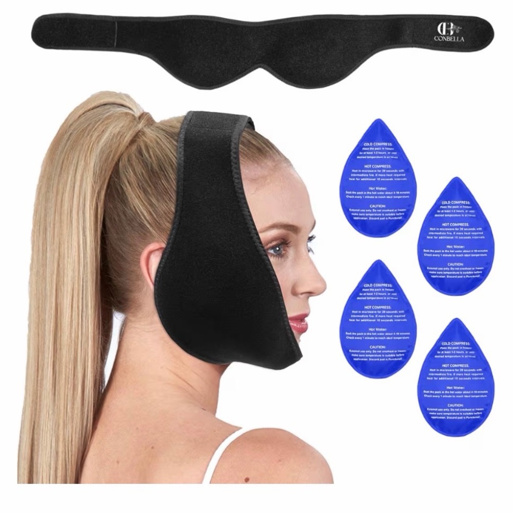 Black Chin Strap with Gel Packs